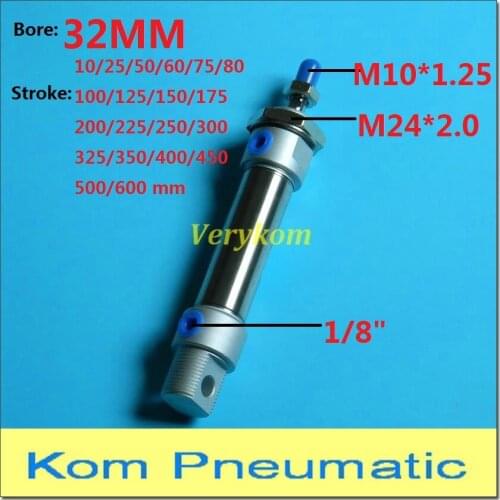 Pneumatic Stainless Steel Bore 32MM Stroke 50/100/150/200/300 Mini Air Cylinder Double Acting Magnet Actuator MA 32X50 MA32*100