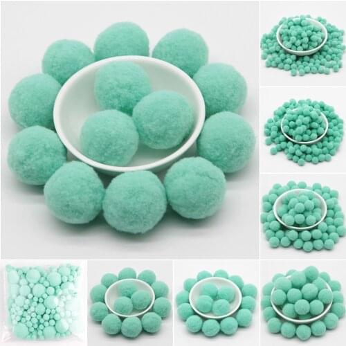 Light Green Pompom 8/10/15/20/25/30mm Pom Poms Fur Balls DIY Toys Crafts Pompoms for Kids Wedding Home Garment Decoration 20g