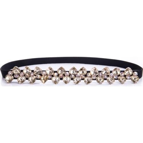 White Black Crystal Women Belt Caestus Waistband Belt Elastic Band Fashion Ladies Luxury Rhinestone Beaded Waist Belts DP57