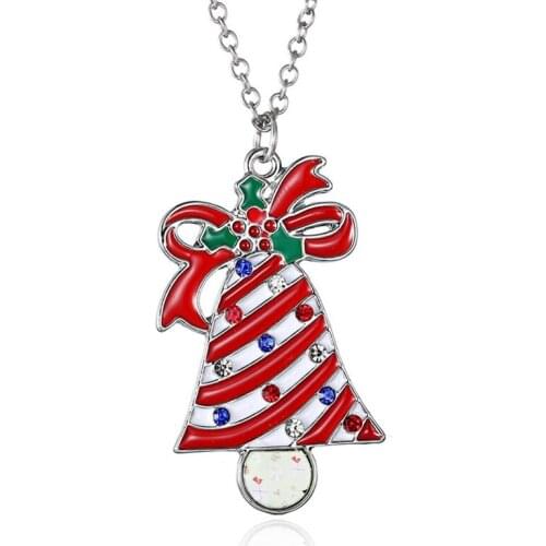 Christmas Necklace Womens Jewelry Xmas Bell Pendant Ornaments Fashion Luxury Alloy Girls Necklace New Year Gift