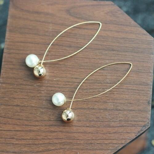 Pearl Cross Long Drop Earrings Fashion Creative Dangler Long Line Simple Elegant Earrings Female Wedding Jewelry Eardrop Gift