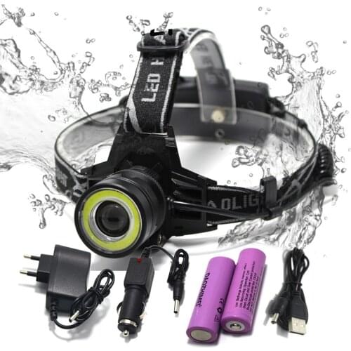 LED Headlamp XM-L T6+COB 8000lm 4 Modes Hunting Fishing Headlight Rechargeable Head Torch 18650 Headlamps