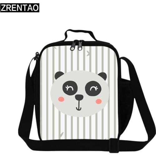 ZRENTAO 3D panda printing cooler bags for children boys girls cartoon lunch bags thermal insulated bags picnic food bags