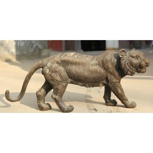 USPS to USA S2218 28" Larger Chinese Bronze Run Wild ferocious Zodiac Year Tiger sculpture Statue