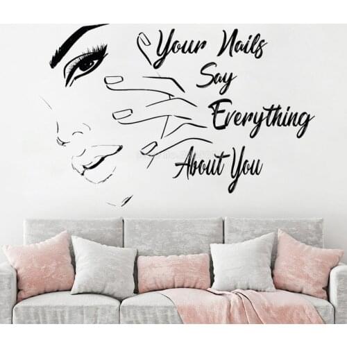 Your Nails Say Everything About You Vinyl Wall Stickers Wall Decal For Nail Salon Room Decor Mural Beauty Salon Wallpaper LL2270