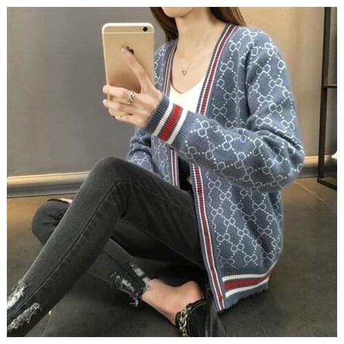 Vintage Argyle Sweater Cardigan Womens Coat Loose New Early Autumn Sweater Y2k Cute Tops Korean Fashion Long Sleeve Top Brown