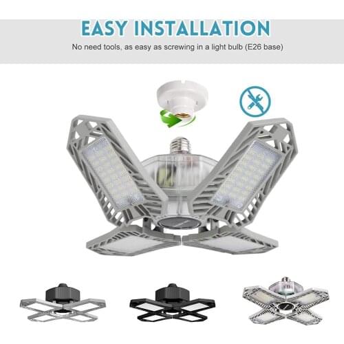 IP65 Waterpoof LED Garage Light 150W 15000LM Deformable Adjustable Garage Lamp High Bay Light for Workshop Parking Warehouse