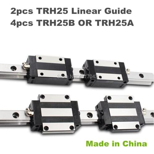 High quality 25mm Precision Linear Guide 2pcs TRH25 Linear guide rail+4pcs TRH25B or TRH25A linear slide block for X Y Z Axis