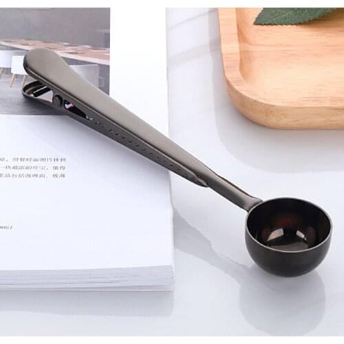 Two-in-one Stainless Steel Coffee Spoon Food Clip Sealed Clip Nordic Style Fashion Elegant Coffee Spoon Kitchen Accessories Tool