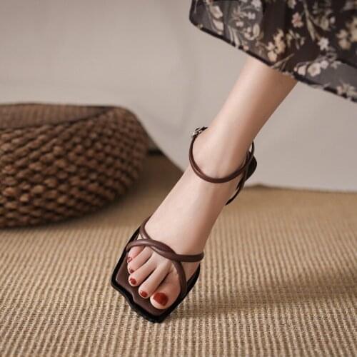 2021 New Fashion Summer Women Sandals Open Toe High Heels Shoes Woman Buckle Strap Women Pumps Elegant Women Sandals Hot Deal