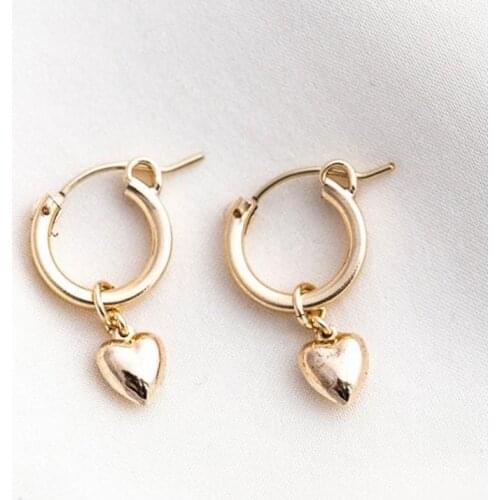 Gold Filled Heart Shape Earrings 15MM Gold Hoop Earrings Handmade Jewelry Brincos Minimalism Pendientes Earrings Oorbellen