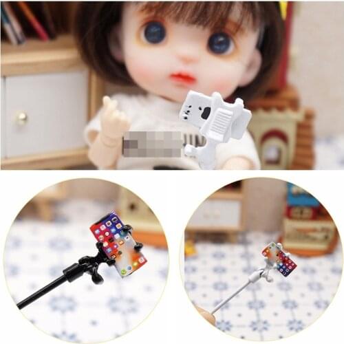 1/12 Miniature Dollhouse Selfie Stick Mobile Phone Mini Laptop for Pretend Play Blyth OB11 BJD Doll House Decoration Accessories