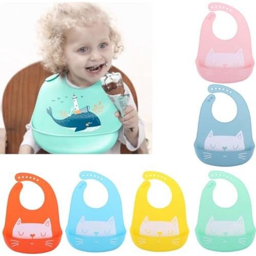 1 Pc Silicone Baby Bib No-wash Roll Up Crumb Catcher Cartoon Waterproof Kids Boys Girls Feeding Supplies
