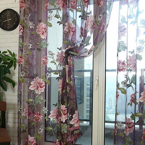 1Pc Flower Embroidered Translucent Chinese Fabric Tulle Sheer 3D Window Curtain Home Textile