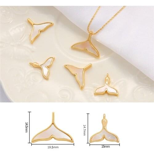 1Pc Cute 18K Gold Plated Brass Copper Fishtail Charm Pendant With Natural Shell MOP For Necklace Earring DIY Jewelry Making