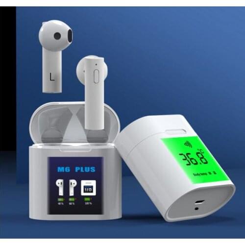 10 pcs per lot M6 Plus TWS Wireless Bluetooth Bluetooth 5.0 Waterprof Headphones Wireless Charge 6D stereo Headset Charging box