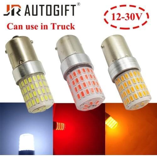 100x 12-30V Truck Car LED Silica Bulb S25 4014 72 LED smd 1156 1157 BA15S BAY15D 7443 3157 Amber Turn Signal Light Parking Bulbs
