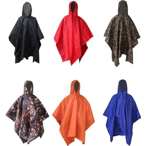 3 in 1 Backpack Travel Rain Cover Rain Coat Hood Hiking Cycling Rain Cover Poncho Waterproof Raincoat Outdoor Camping Tent Mat