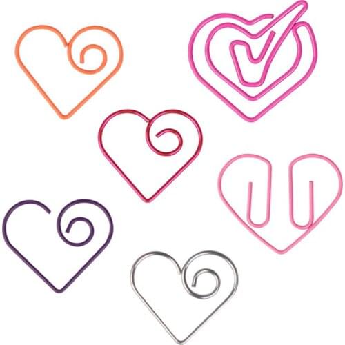 36pcs Heart Shaped Love Paper Clip PaperClip Bookmark Decoration Color Shape Patchwork Clip Earrings Binding Storage Binder Clip