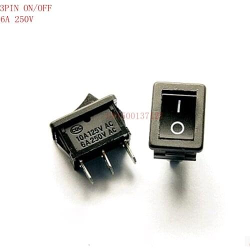 5 PCS 3 pin ON-OFF black rocker switch 6A 250V rocker switch Power switch Mini Switch black