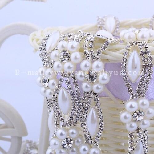 5 Yards DIY Crystal Rhinestone Trimming Chain 5mm Pearl bead for Bride Dress Bags Shoes Decoration Sewing Accessories Trim