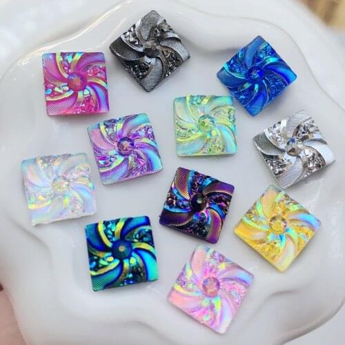 DIY Square Resin AB 10mm Rhinestone Stick Accessories Stones For Dress Garment Artworks buttons 120pcs -B92