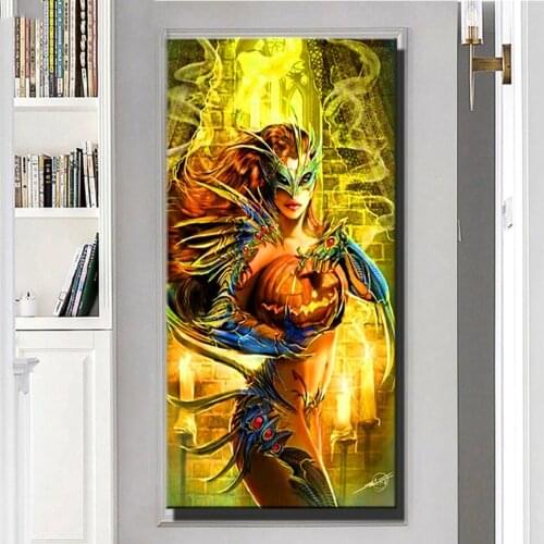 DIY diamond mosaic Mask Beauty Pumpkin lantern 5D embroidery painting full drill square round cross stitch photo custom A2447