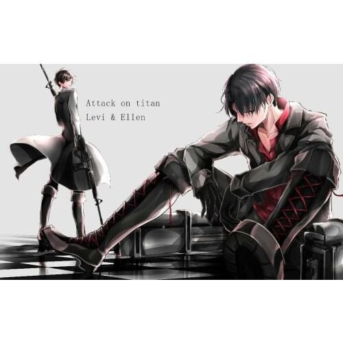 Anime Attack On Titan Eren Yeager Levi Ackerman Art print Silk poster Home Wall Decor