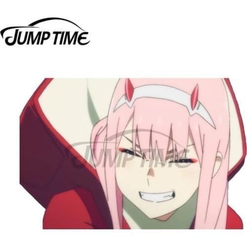 JumpTime 13 x 7.5cm ZeroTwo Happy Truck Decal Waterproof Scratch-proof Car Sticker Fashion Decoration Waterproof Trunk Decal