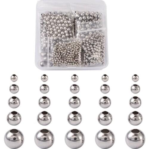 1000pcs/box 3/4/5/6/8mm Round 304 Stainless Steel Bead Spacer Beads for Jewelry Making DIY Bracelet Necklace Accessories Finding