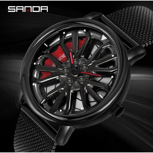 SANDA Top Brand Mens Watches Fashion Luxury Quartz Wristwatch Wheel Series Dial Waterproof Watch for Men Relogio Masculino 1057