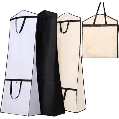 Black Wedding Dress Garment Bag Covers Non-Woven Dust Bag Full Zipper Thickened Portable Folding Dual-Use Dust Cover Travel Bags