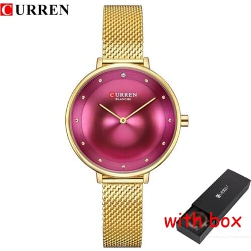 CURREN Brand Women Quartz Analog Watch Stainless Steel Mesh Band Fashion Ladies Dress Bracelet Wristwatch Gifts zegarek damski