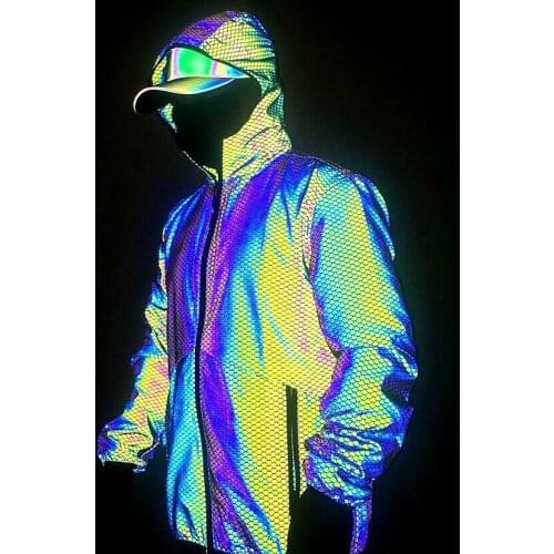 Male/Female Colorful Reflective Jacket Fish Scale Luminous Casual Colorful Jacket New Autumn/Winter Fashion Couple Jacket