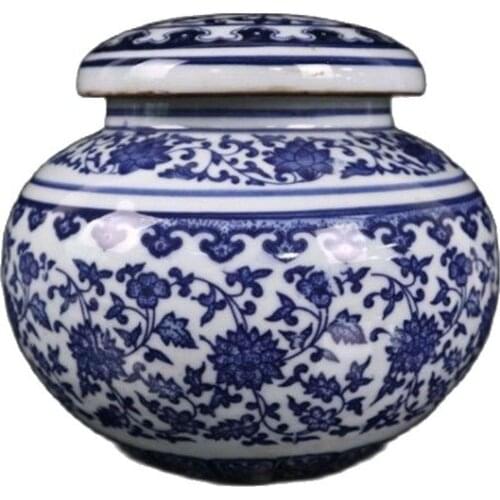 Jingdezhen ceramics blue and white lotus pattern lid porcelain collection