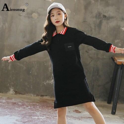 Children Fashion Polo Dress Kids Clothes Baby Girls Long Sleeve Dresses Casual Pullovers Autumn 2021 Knee-Length Princess Dress