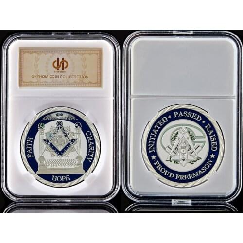 Euro Silver Coin Masonic Freemasonry Brotherhood Silver And Blue Color Round Double Collectible Coin