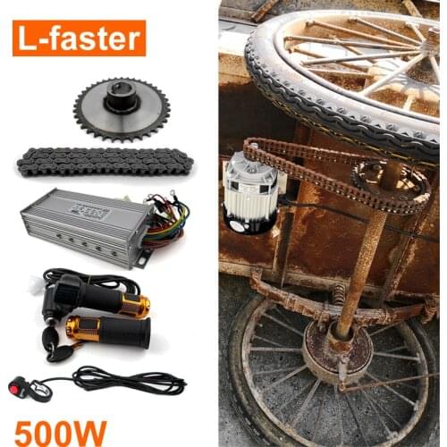 Fixed Chain Wheel 48V 500W Electric Bike Wagon Motor Kit High Torque Low Speed Can Carry 250kg Go Reverse