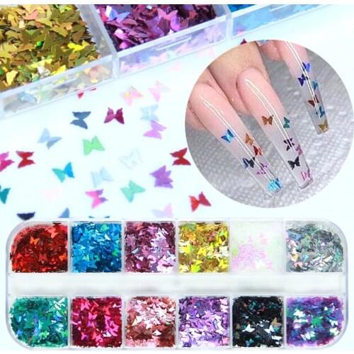 Holographic Butterfly Shape Nail Glitter Sequins Sparkly Laser Flakes Paillette Slices Accessories Manicure Nails Art Decoration