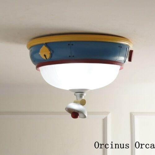 Cartoon blue Dingdang ceiling lamp Boy Girl Bedroom childrens room lamp American Creative round glass decoration ceiling lamp