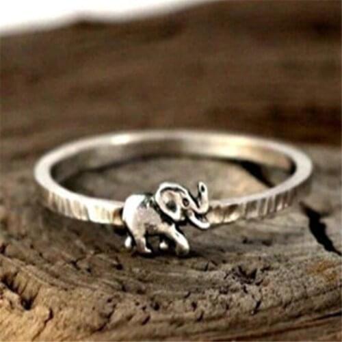 Retro Silver Color Little Elephant Ring European And American Female Index Finger Ring Creative Animal Jewelry