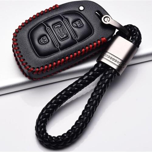 Leather Key cover Car Key Case For Hyundai IX30 IX35 IX20 Tucson Elantra Verna Sonata Smart Remote Cover Keychain Protect Bag