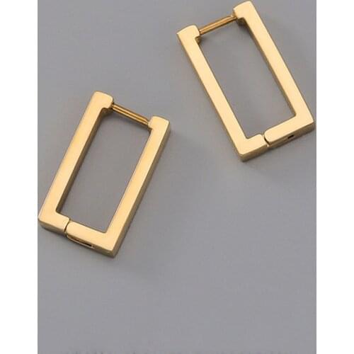 Best Selling French Gold Chic Shaped Hoop Earrings Womens Chunky Hoops Titanium Steel Earrings Minimalist