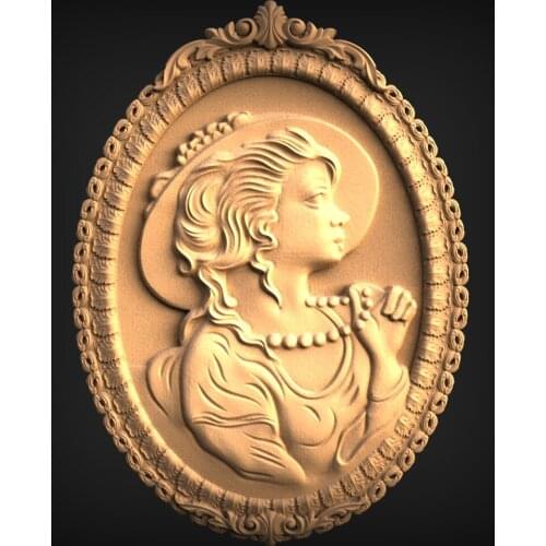 STL Model for CNC Router Engraver Carving Machine Relief Artcam Aspire "Girl in oval frame" CNC files_ Decor relief