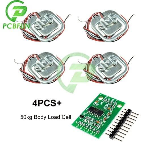 HX711 AD Module Body Load Cell Weighing Sensor Pressure Sensor+4Pcs 50kg Human Scale Load Cell Weight Sensors Measurement Tools
