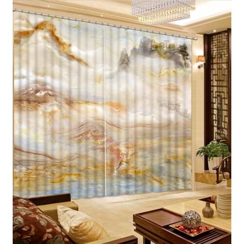 Marble curtains mountain Curtains Decoration European 3D Curtains For Living room Blackout