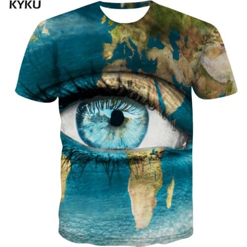 KYKU Eye T-shirt Men Earth T-shirts 3d Harajuku Funny T shirts Mens Clothing T shirts Casual Tops Male O-Neck