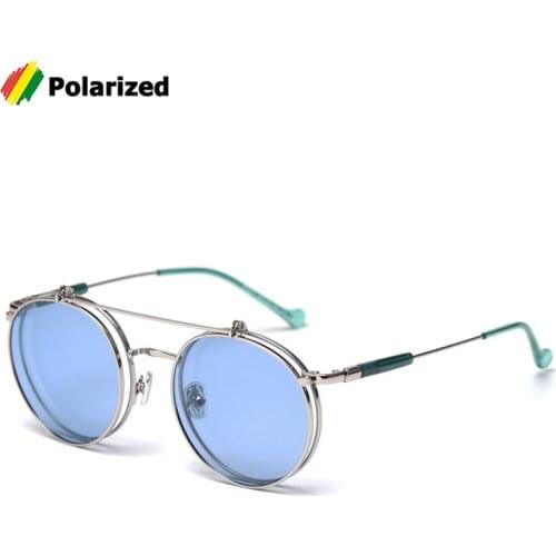 JackJad 2020 Fashion Polarized SteamPunk Style Round Sunglasses Flip Up Clamshell Brand Design Sun Glasses Oculos De Sol S32011