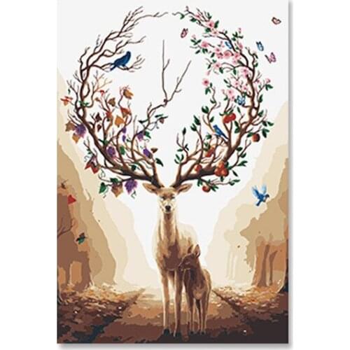 Deers rights and money wealth h painting decoration DIY animal h-painted modern fresco art canvas