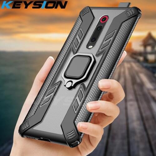 KEYSION Shockproof Armor Case For Redmi K20 Pro Note 7 Pro 7S Stand Car Ring Phone Cover for Xiaomi Mi 9T Mi 9T Pro Mi 8 Lite